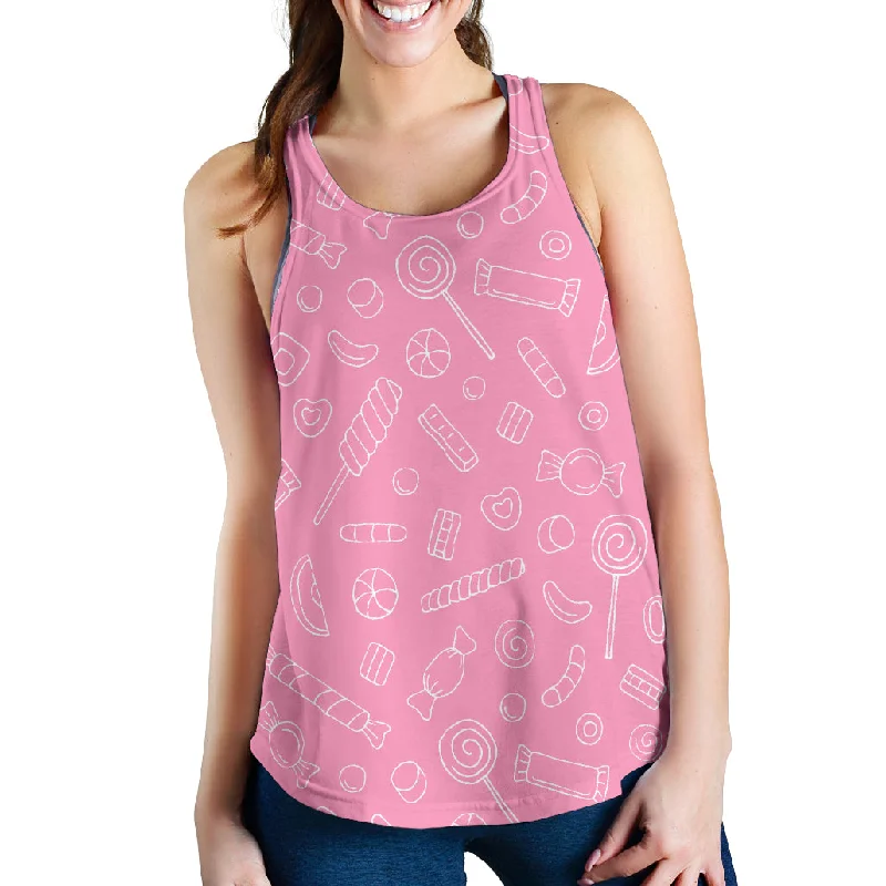 Sweet candy pink background Women Racerback Tank Top ribbed tank top