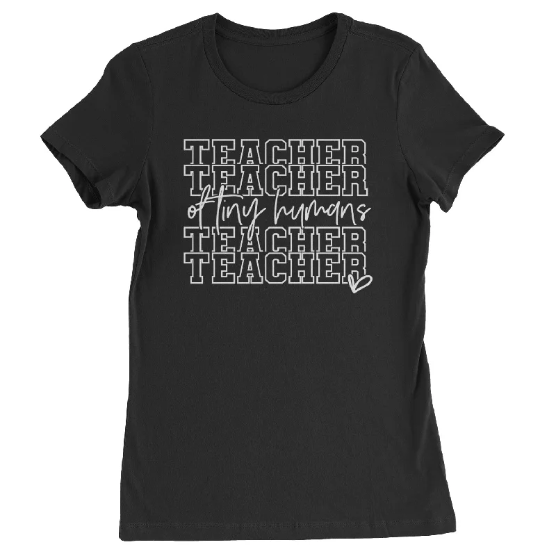 Teacher Of Tiny Humans Womens T-shirt Sequined Glittery Shiny