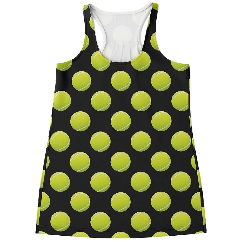 Tennis Balls Pattern Print Women's Racerback Tank Top gold tank top