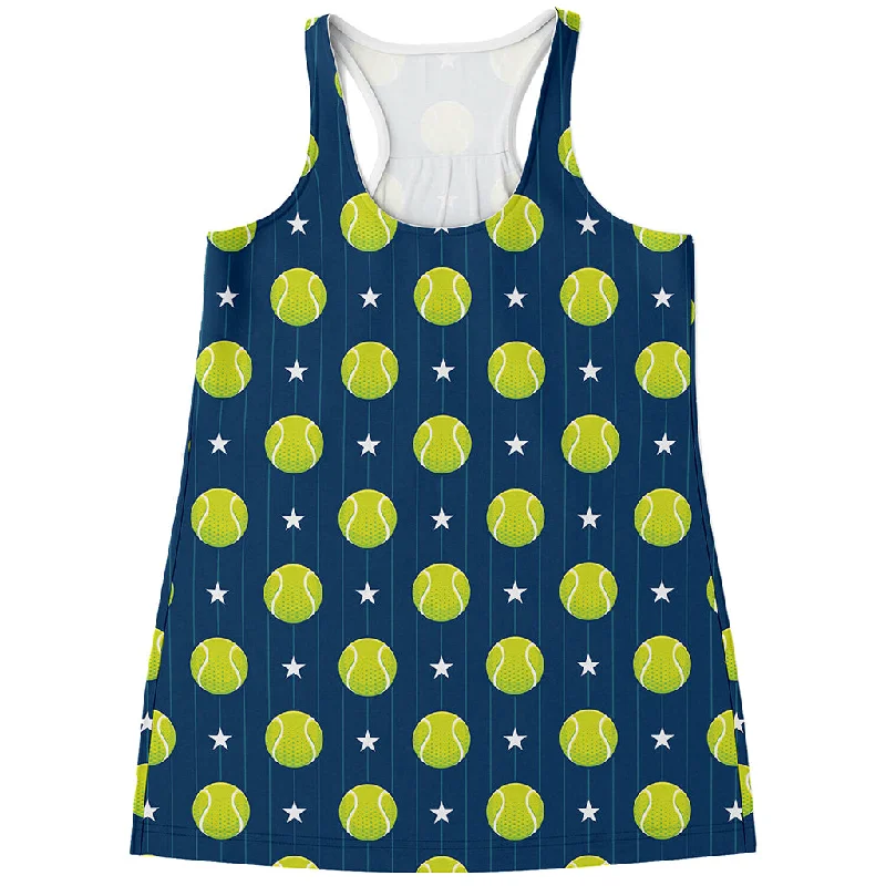 Tennis Sport Pattern Print Women's Racerback Tank Top sage tank top