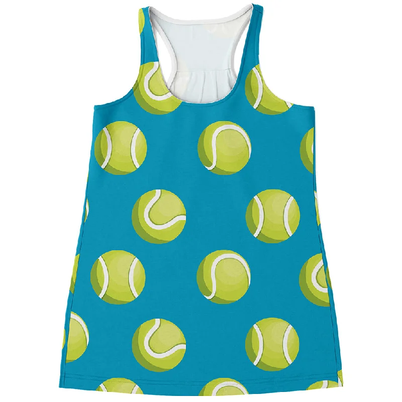 Tennis Theme Pattern Print Women's Racerback Tank Top coral tank top