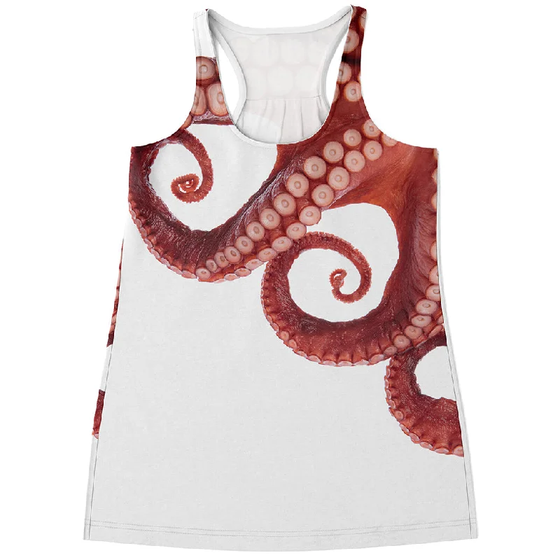 Tentacles Of Octopus Print Women's Racerback Tank Top ivory tank top