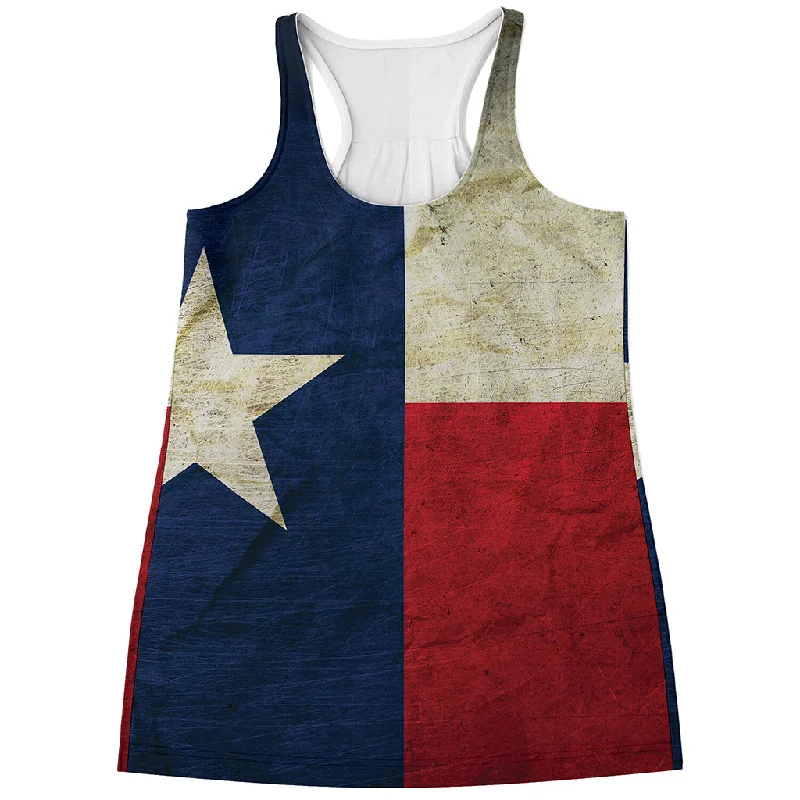 Texas Flag Print Women's Racerback Tank Top navy tank top