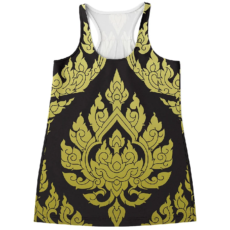 Thai Ornament Pattern Print Women's Racerback Tank Top vibrant tank top