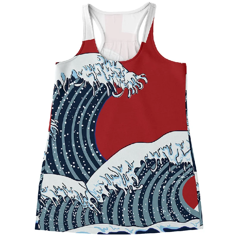 The Great Kanagawa Wave Print Women's Racerback Tank Top fashionable tank top