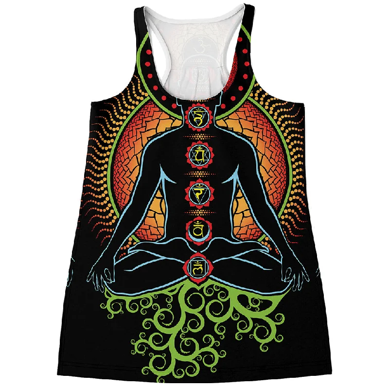 The Seven Chakras Print Women's Racerback Tank Top sleep tank top