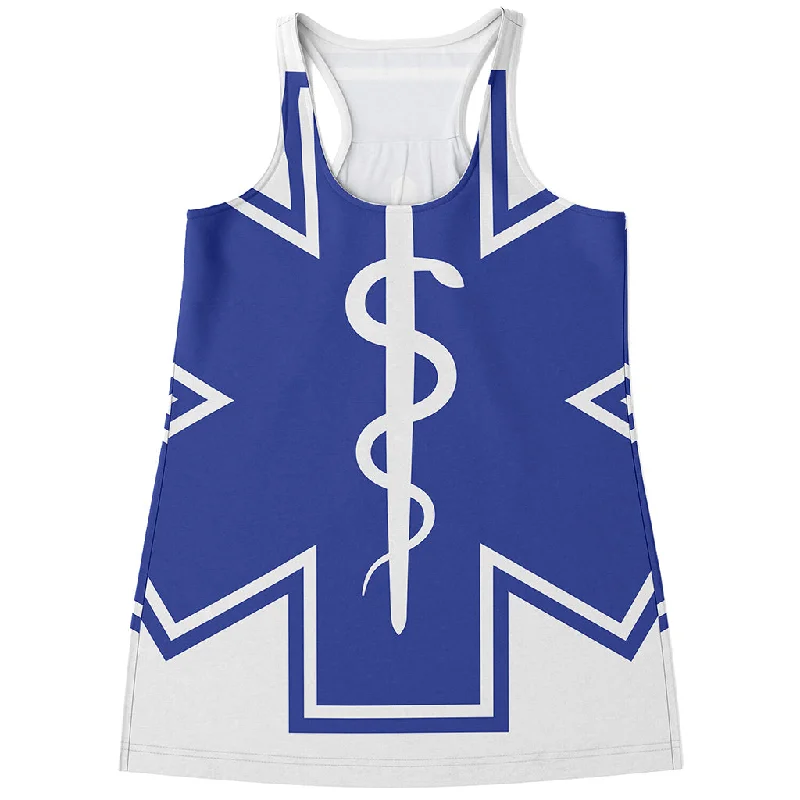 The Star Of Life Paramedic Symbol Print Women's Racerback Tank Top comfortable tank top