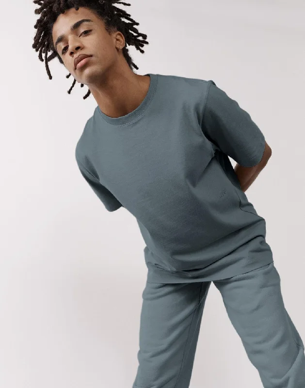 The Oversized Tee in Slate Grey Print Jacquard Patchwork