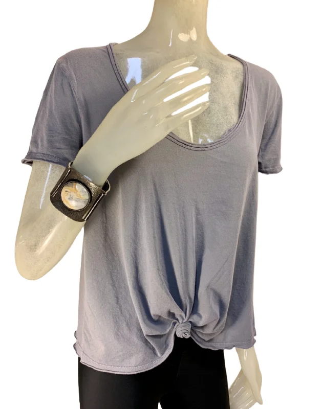 TMD Tie Front T-Shirt Grey Elasticated Padded Insulated