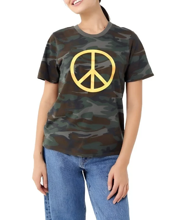 Truly Madly Deeply Camo Peace Tee Chenille Blend Fleece Blend Nylon Blend