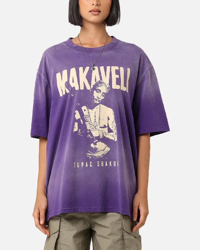 Tupac Makaveli Sunfade T-Shirt Sun Washed Blue Lace Blend Ribbed Blend Corduroy Blend