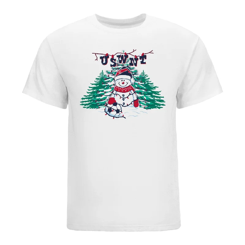 Unisex USWNT Holiday Snowman White Tee Boxy Fit Fitted Loose