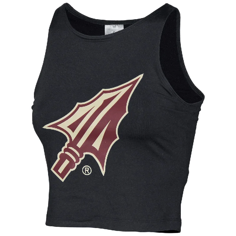 ZooZatz's Women's Arrowhead Crop Tank - Black glitter tank top