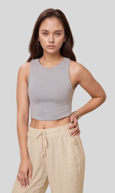 Women Crop Tank Top (Grey) flirty tank top