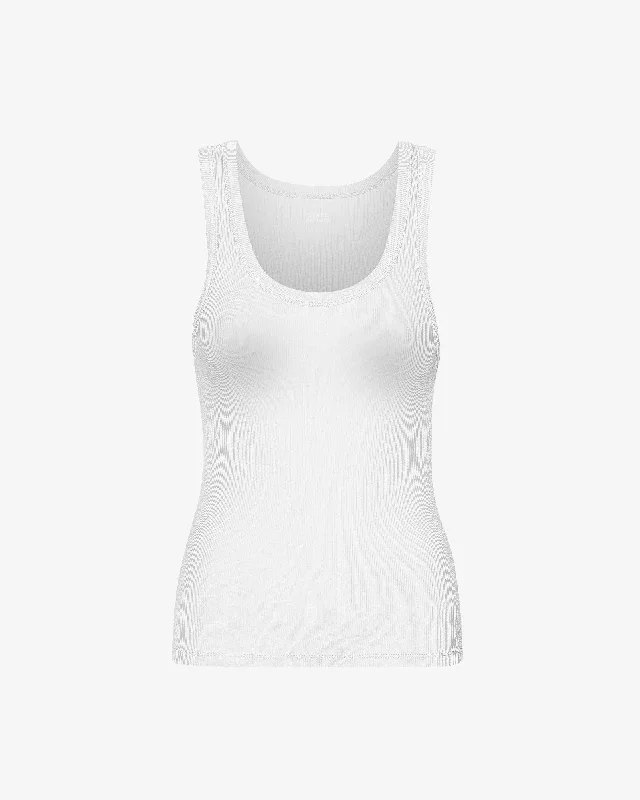 Women Organic Rib Tank Top - Optical White white tank top