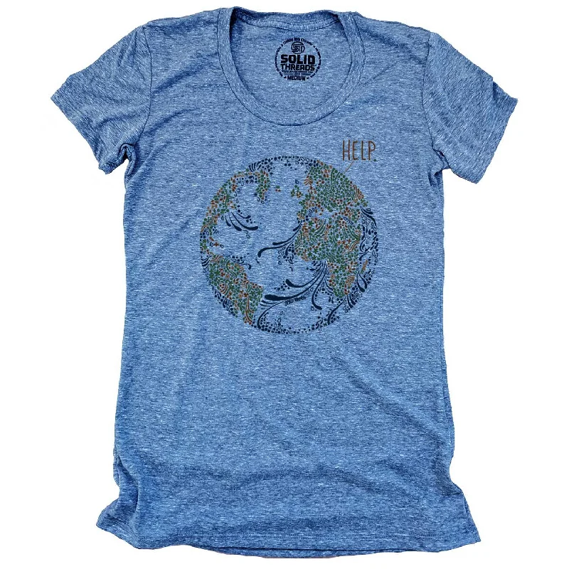 Women's Earth Help T-Shirt Mesh Fabric Canvas Fabric Denim Fabric