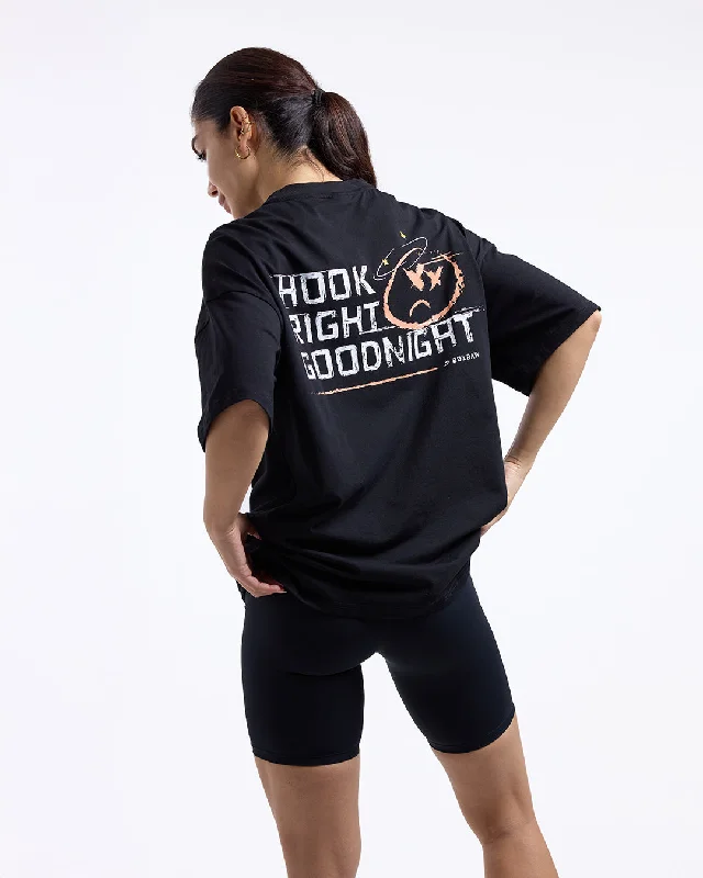 Hook Right Goodnight Oversized T-Shirt - Black Real Fur Shearling Chenille