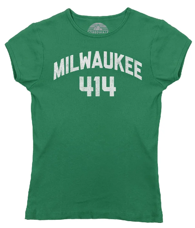 Women's Milwaukee 414 Area Code T-Shirt Print Jacquard Patchwork