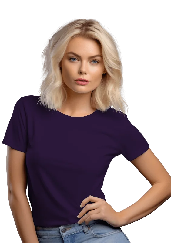 Perfect TShirt Co Women's Short Sleeve Crew Neck Cosmic Purple Slim Fit T-Shirt Fitted T-Shirt Seamless Stretchy