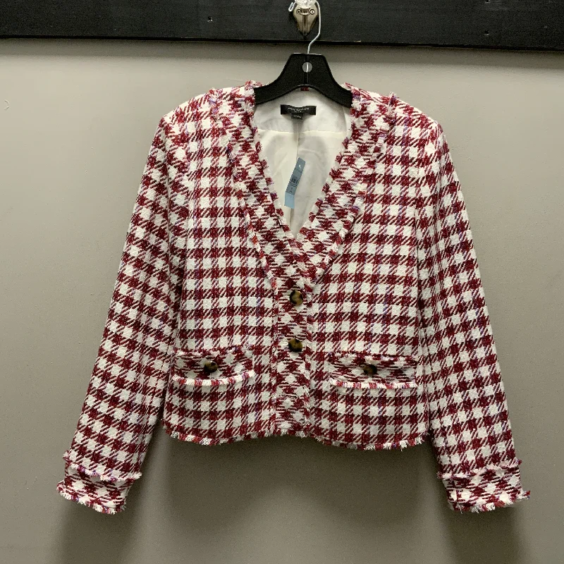 Blazer By Ann Taylor In Red & White, Size: 8p Women's Handmade Blazer