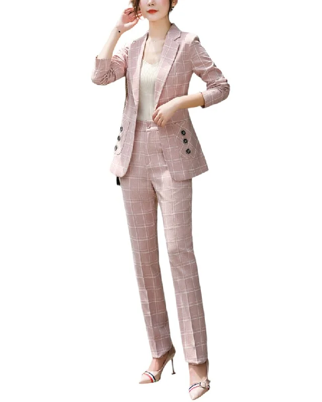 Bossy Chic 2pc Blazer & Pant Set Women's Solid Blazer