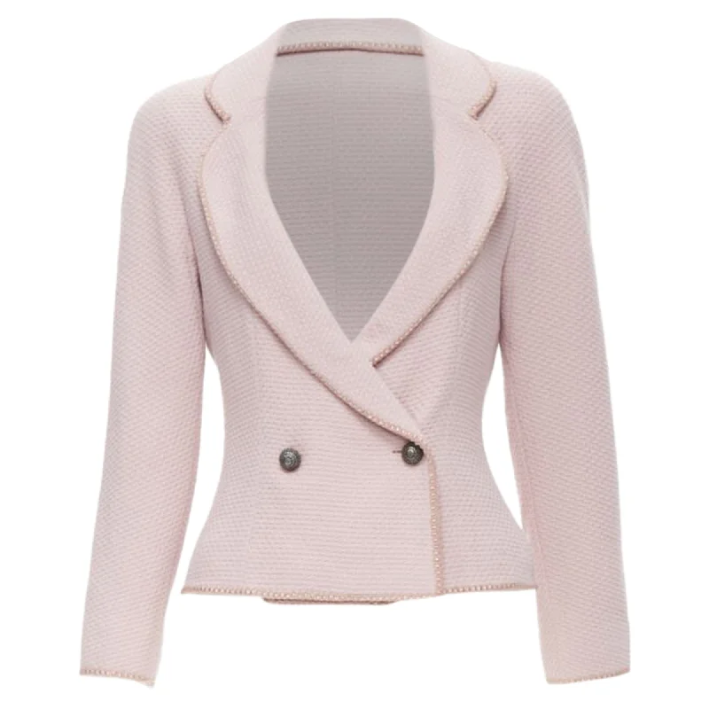 Christian Dior John Galliano Tweed Ribbon Trimmed Blazer Women's Unique Blazer