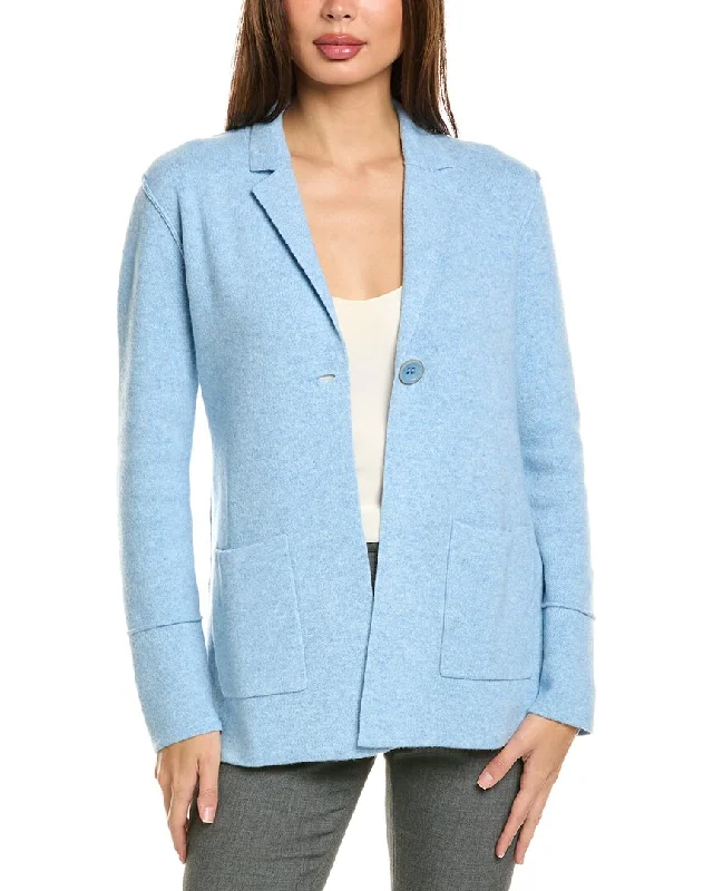 Forte Cashmere Notch Collar Cashmere Cardigan Blazer Silk Women's Blazer