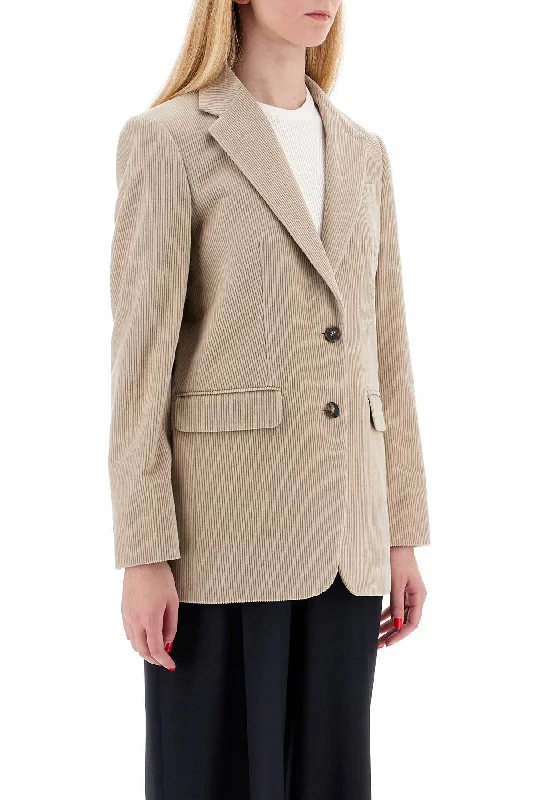 Max Mara Single-Breasted Corduroy Blazer Women's Elegant Jacket