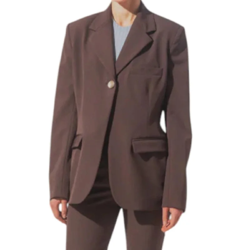 Single Button Blazer In Espresso Women's Vintage Suit