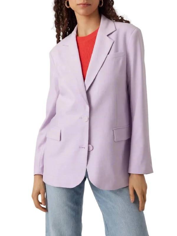 Thuytroian Long Sleeve Classic Blazer In Orchid Bloom Women's Fashion Blazer