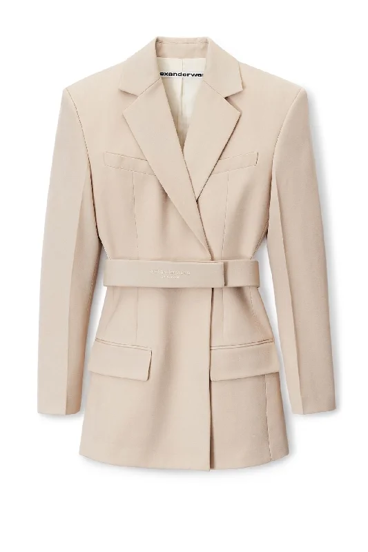 Alexander Wang Belted Blazer Dress - Feather Cotton Blend Blazer