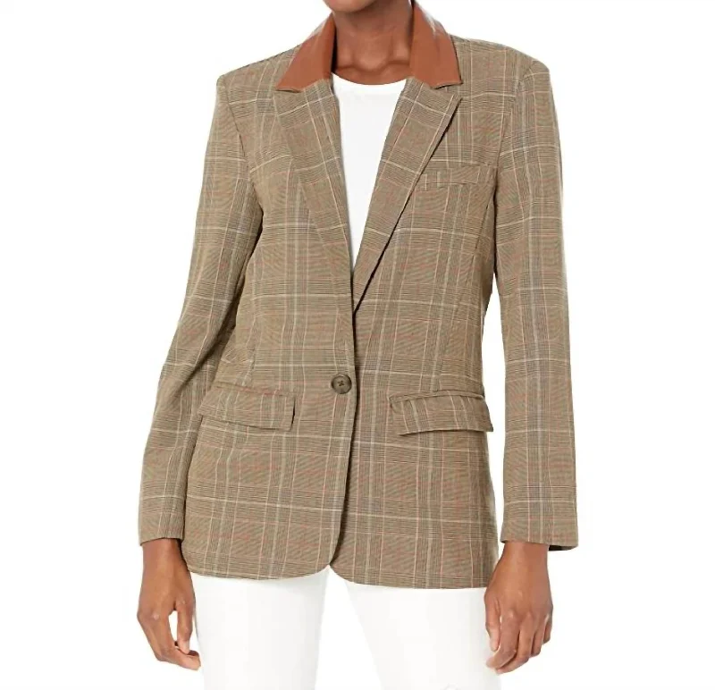 Audrey Blazer In Chicory Coffee Cotton Blend Blazer