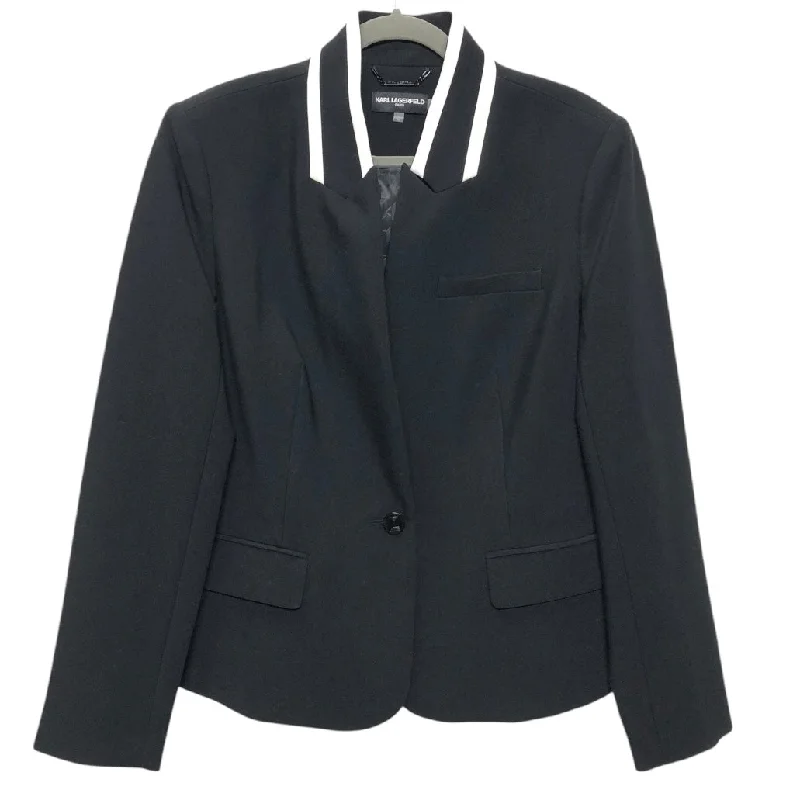 Blazer Designer By Karl Lagerfeld In Black & White, Size: 14 Women's Unique Blazer