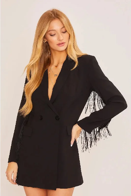 Blazer Dress With Fringe Tassel Detail Women's Brand Blazer