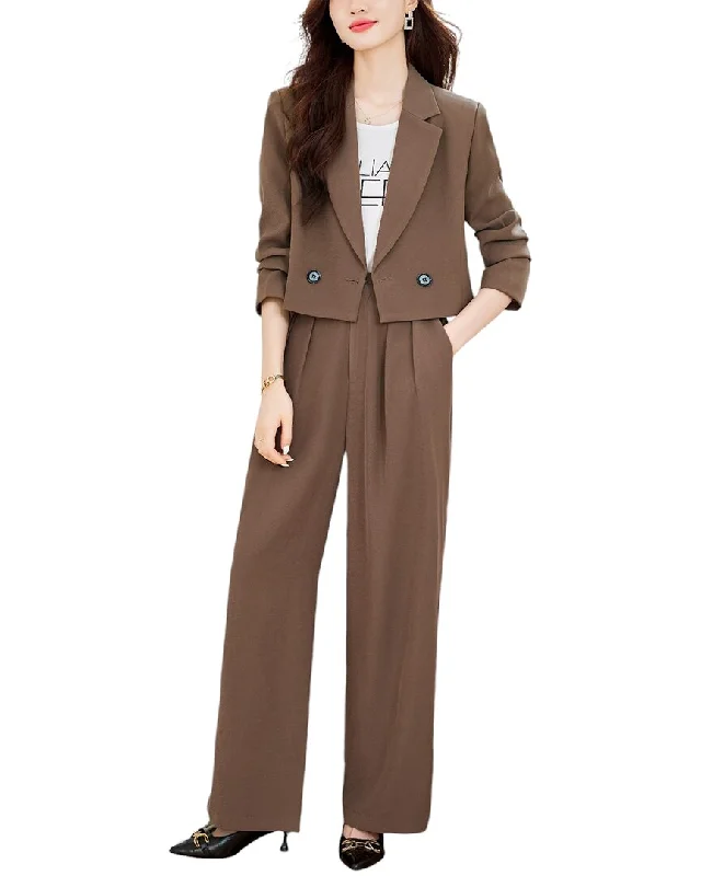 LIONELLO SALVI 2pc Blazer & Pant Set Women's Trendy Jacket