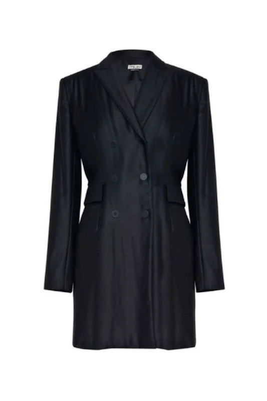 LOARTE BLACK DOUBLE-BREASTED BLAZER DRESS Women's Vintage Suit