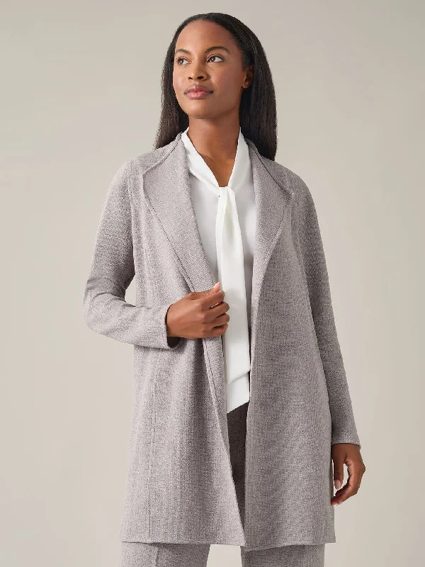 Plus  Drape Front Cardigan Blazer, Melange Crepe Women's Classic Blazer