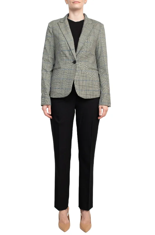 Premise Notched Collar Long Sleeve One Button Knit Blazer Women's Pencil Blazer