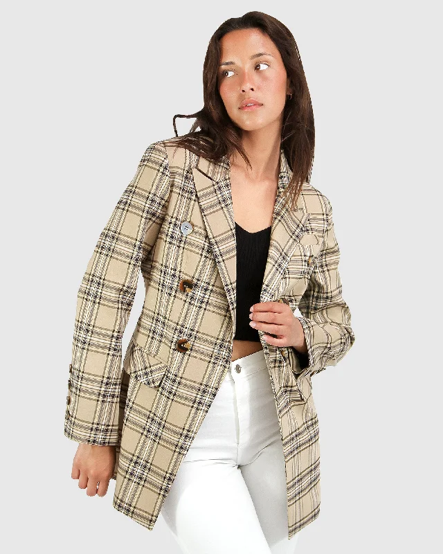 Too Cool For Work Plaid Blazer Plus Size Women's Coat