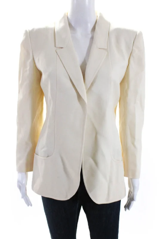 Valentino Boutique Women's Long Sleeves Lined Open Front Blazer Beige Women's Custom Jacket