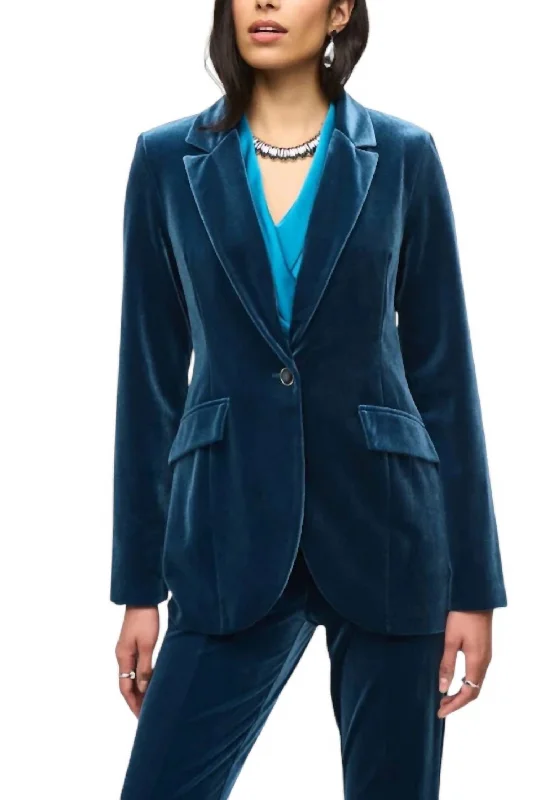 Velvet Fitted Blazer In Nightfall Women's Premium Blazer