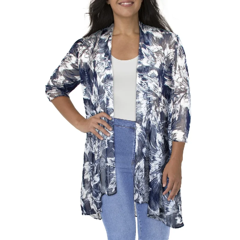 Womens Mesh Printed Duster Blazer Women's Print Jacket