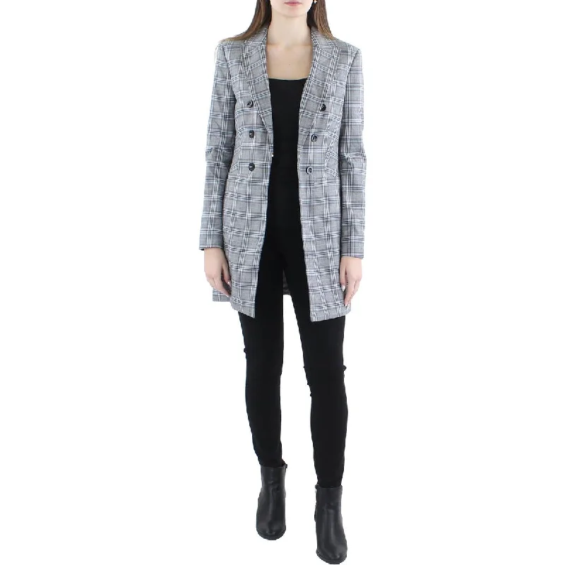 Womens Plaid Suit Separate Double-Breasted Blazer Women's Warm Suit