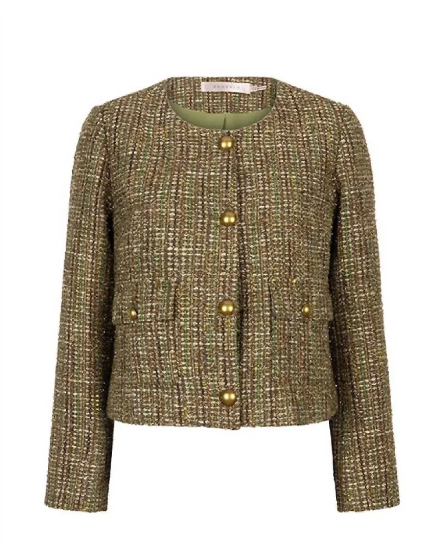 Women's Tweed Blazer In Green Tweed Women's Classic Blazer