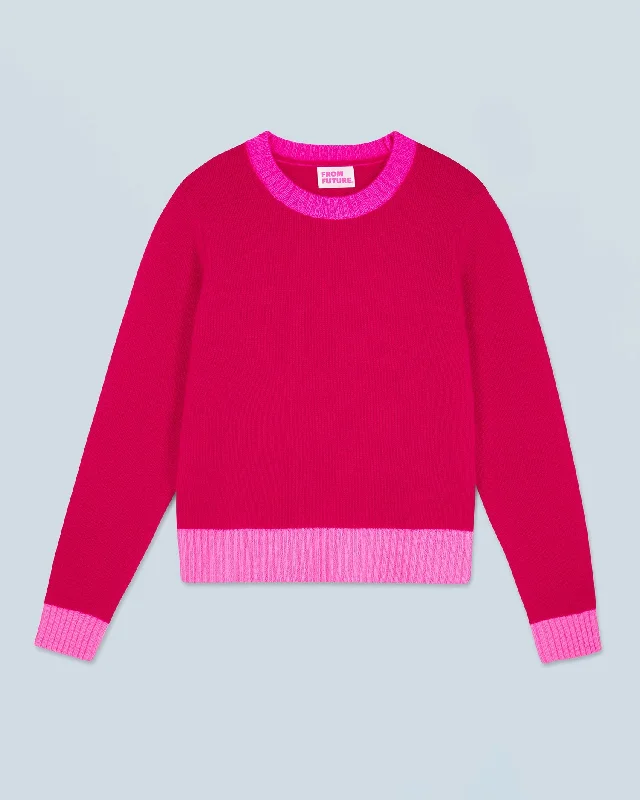 Pullover Crewneck 2401wpr01379 Raspberry-Pink High Neck Pullover