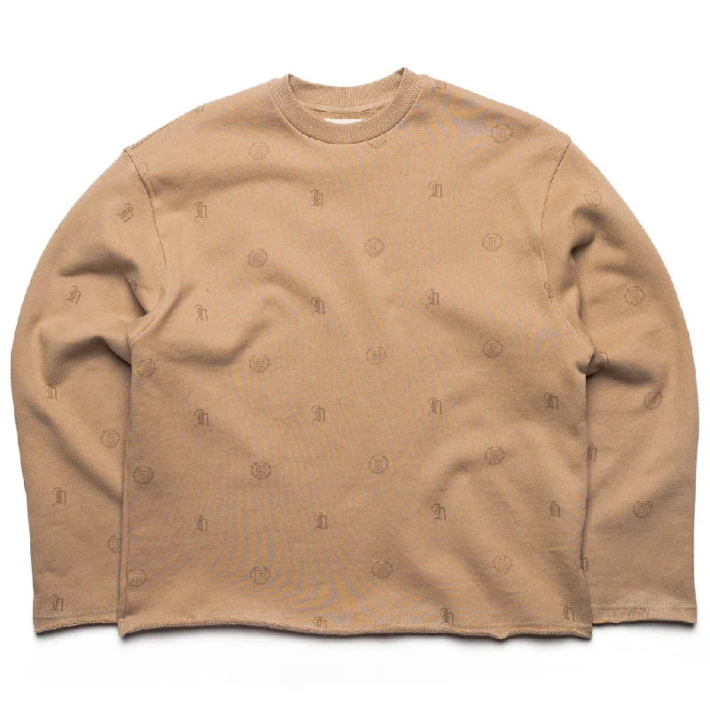 Honor The Gift Crest Pullover - Tan Notched Neck Pullover