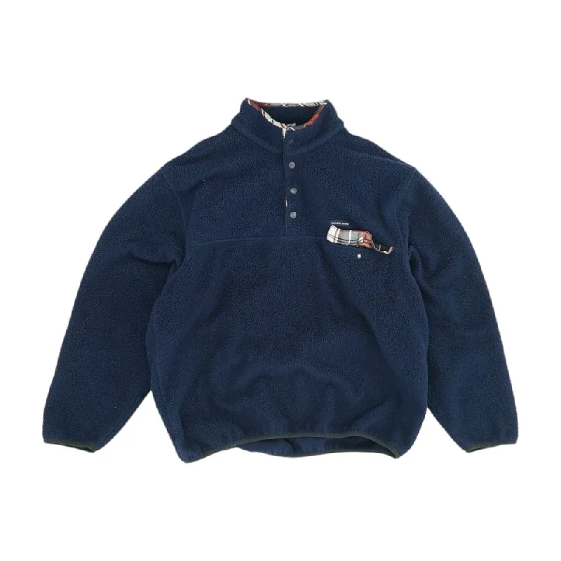 Navy Solid 1/4 Zip Pullover Chenille Soft Sweater