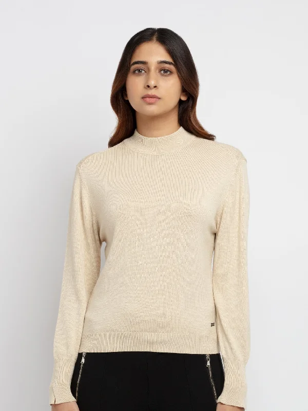 Women's High Neck Pullover Ruffled Neck Pullover