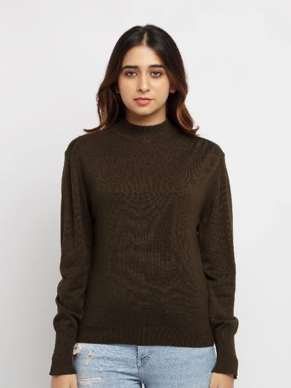 Women's High Neck Pullover Boat Neck Sweater