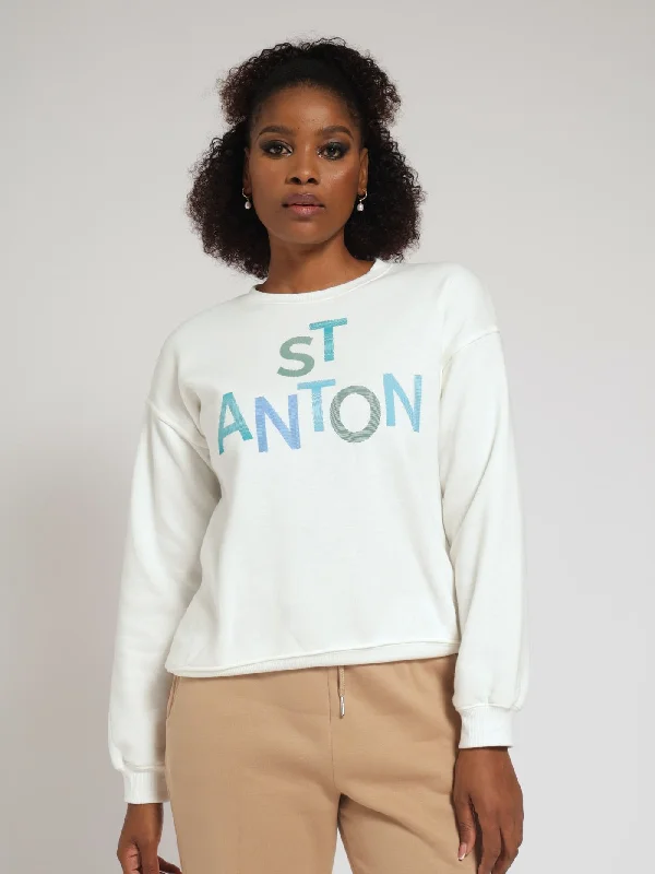 St Anton Fleece Pullover - Cream Lantern Sleeve Elegant